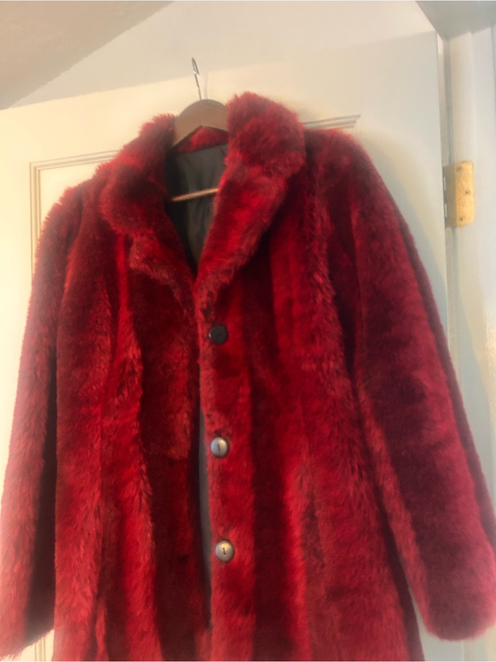 Women's Red Teddy Faux-Fur Coat size small